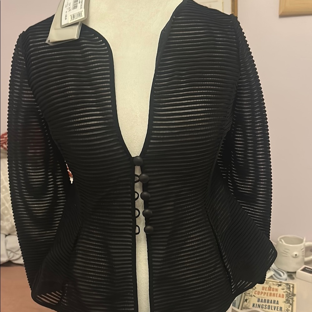Armani Collezioni Black Textured Sheer Peplum Jacket w/cami NWT -S 
price firm